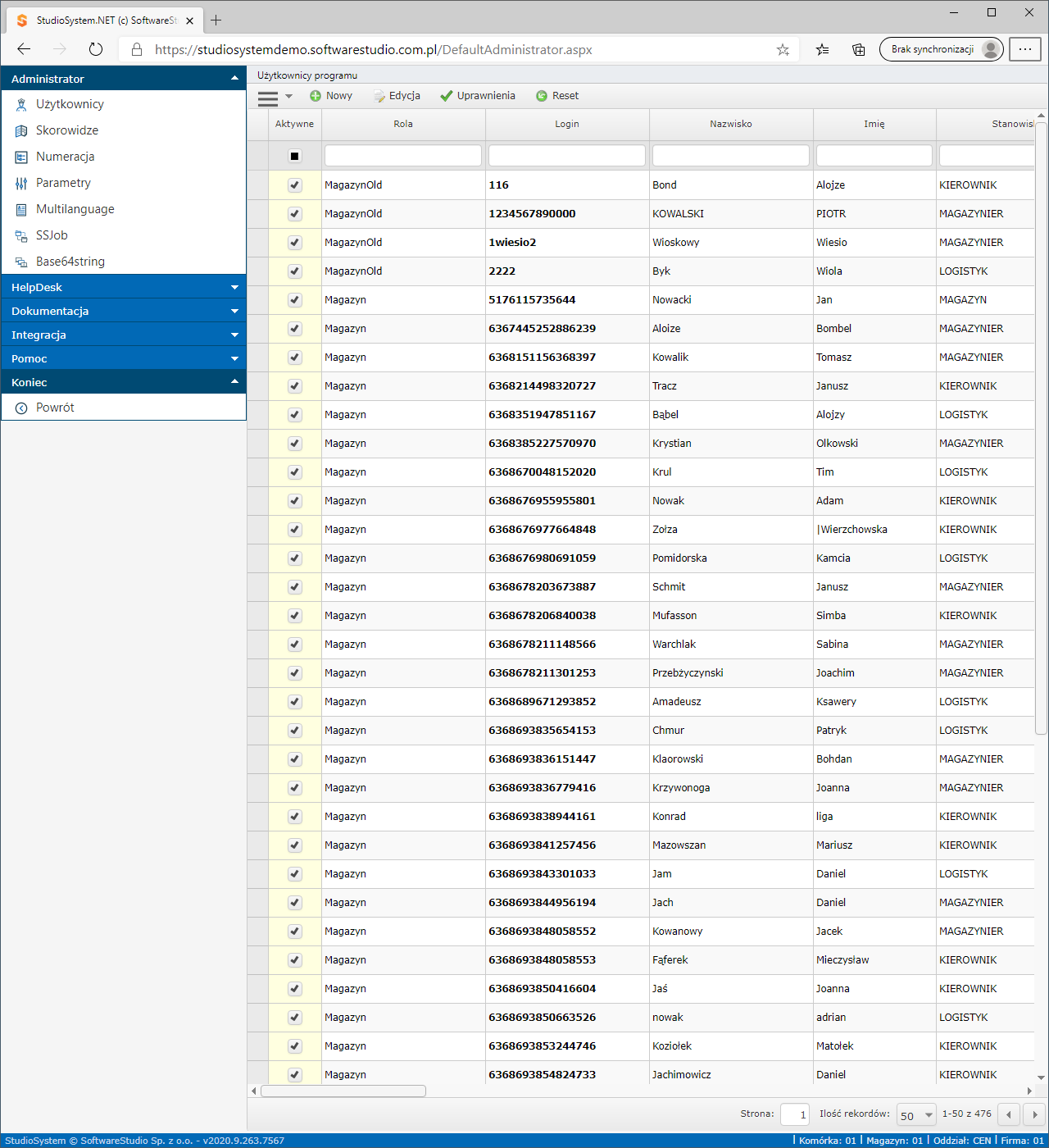 Studio System WEB konfiguracja terminali