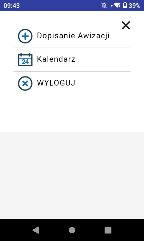 Menu aplikacja