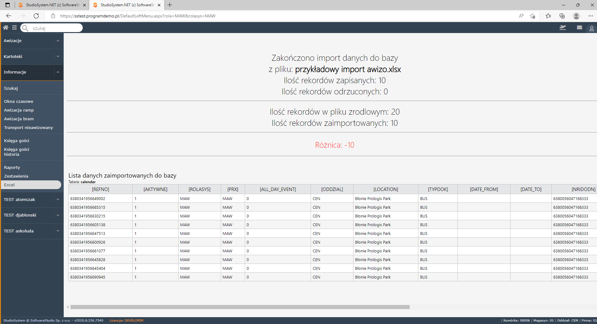 Import z pliku XLS (excel)